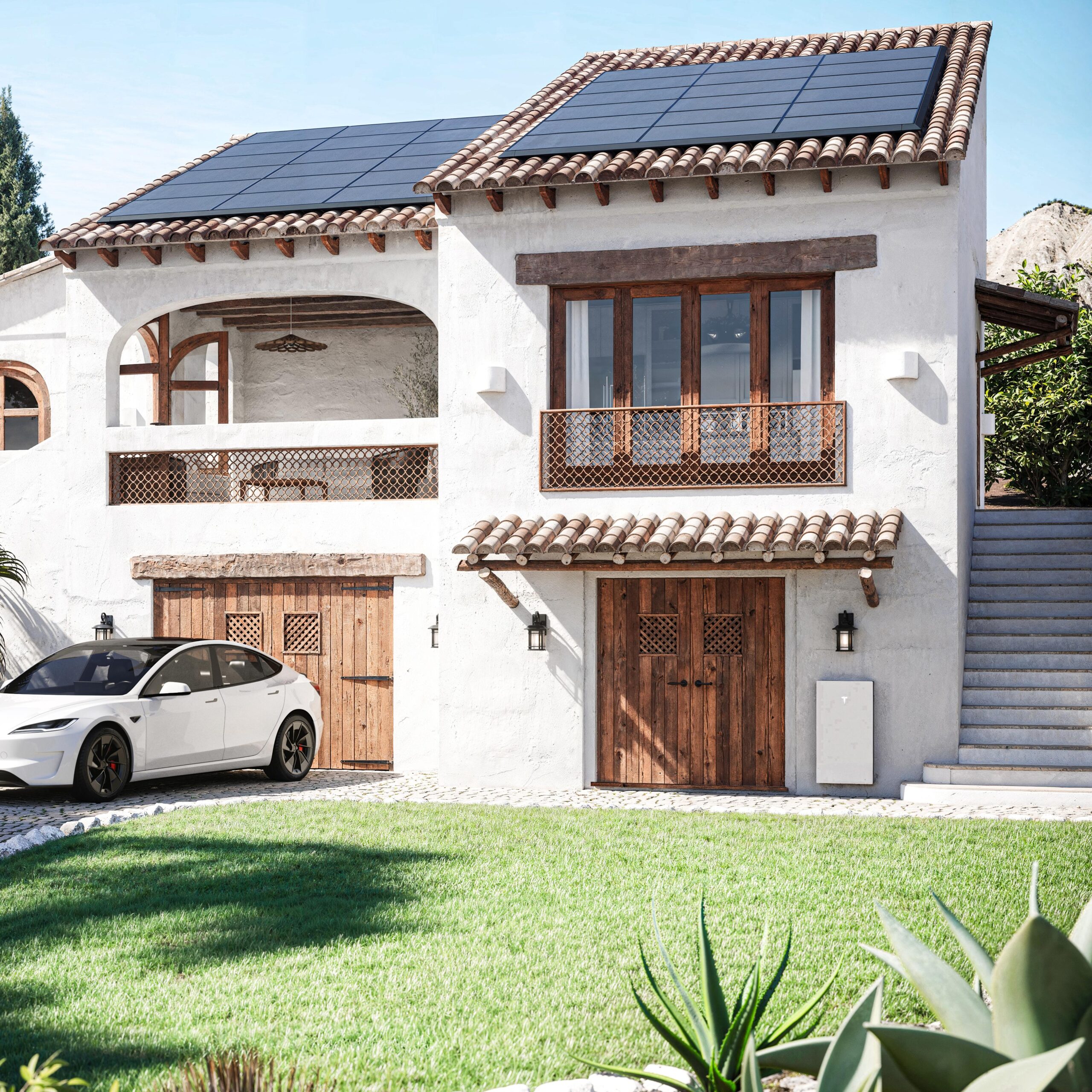 Tesla aparcado frente a casa